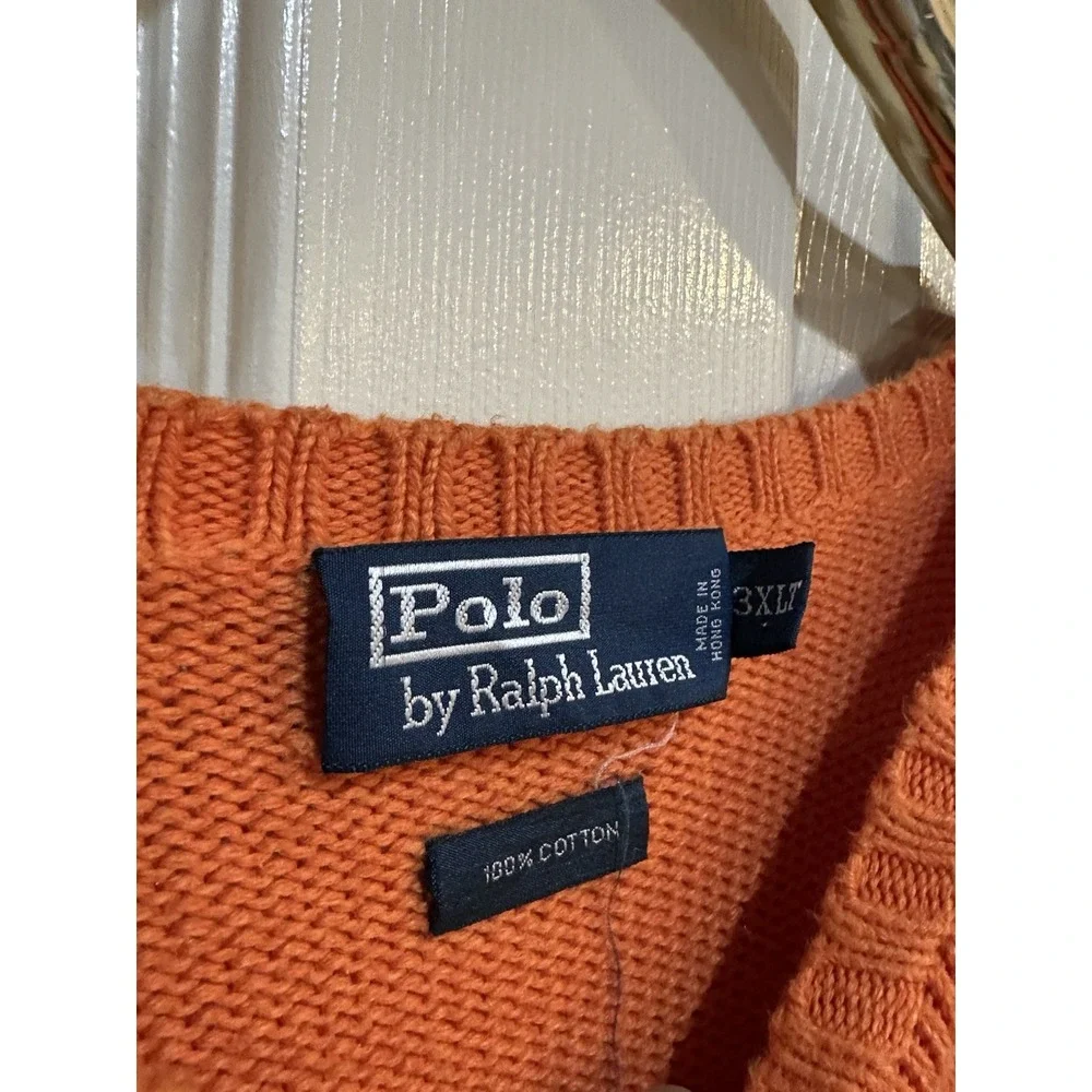 Vintage Ralph Lauren Polo Orange Long Sleeve‎ Knit Sweater Size 3XLT